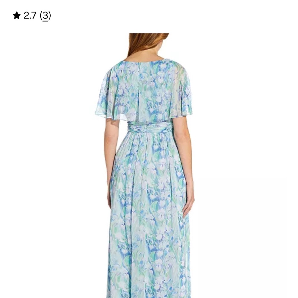 Adrianna Papell Blue and Green Floral Maxi Dress 14W - Picture 10 of 11